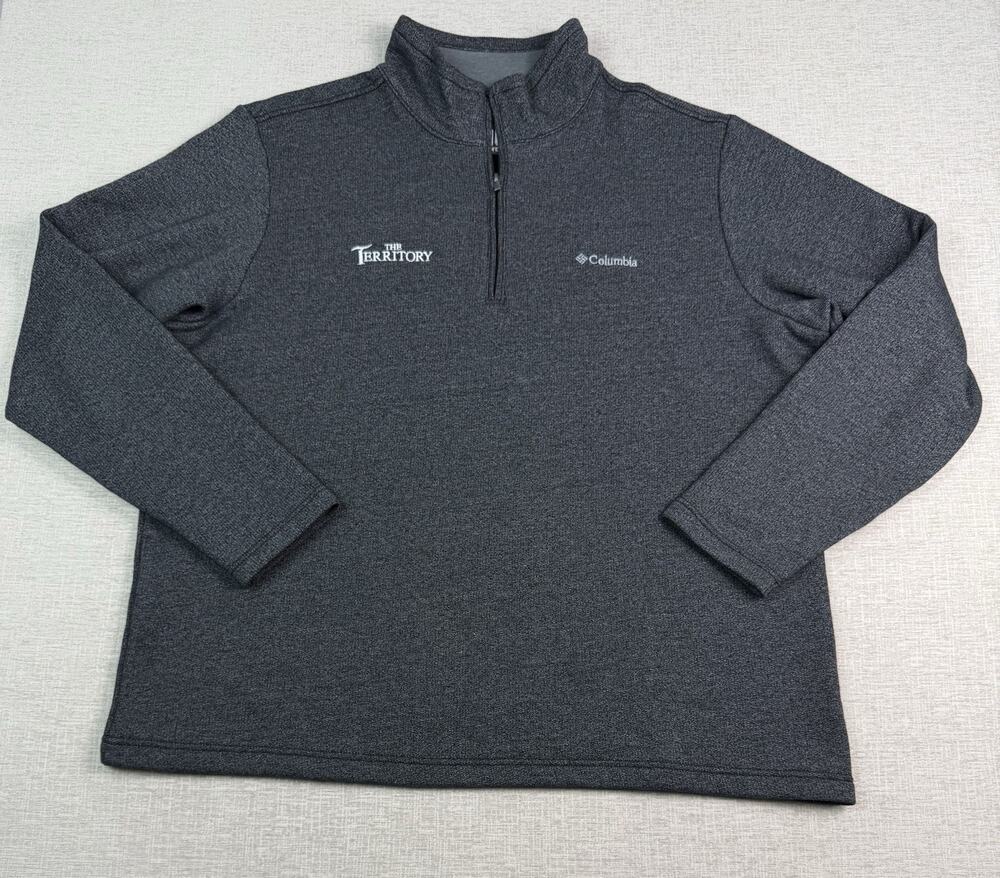Columbia Men’s XXL Heather Gray Quarter Zip Pullover The Territory RH Logo